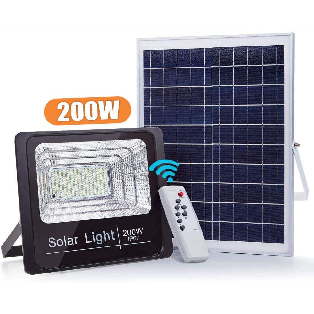 Lámpara solar LED 200W con panel y control remoto