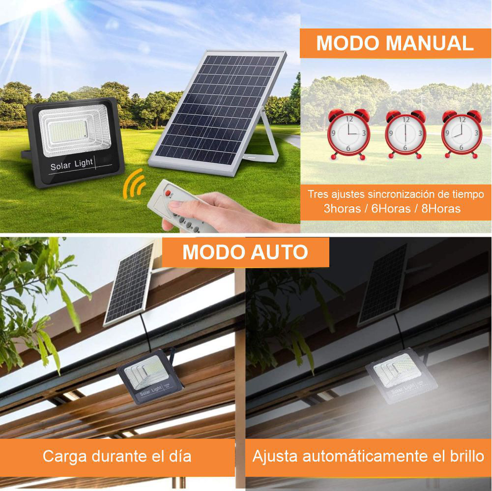 Lámpara solar LED 300W con panel y control remoto